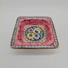 Vintage Maling Small Square Dish Floral Pink