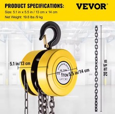 VEVOR 1 TON 20FT Chain Hoist -