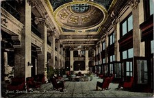 Hotel Bentley Lobby Alexandria Louisiana Vintage 1913 Postcard