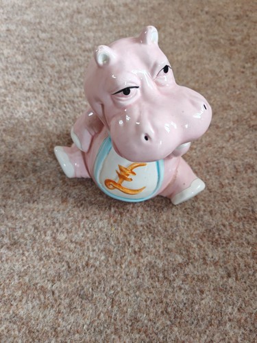 Pink ceramic hippo money - money, box