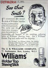 'WILLIAMS' Holder Top Shaving Stick ADVERT - Small 1921 Print AD