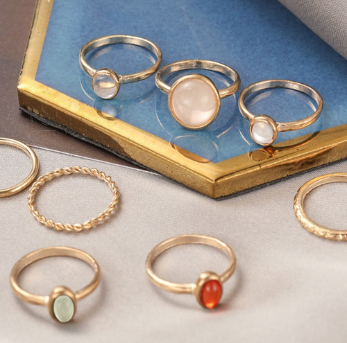 Gold ring set - set,, gemstone