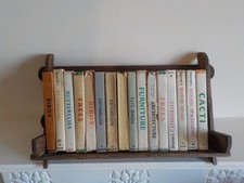 VINTAGE SMALL ARTS & CRAFTS HARDWOOD BOOK CASE - DECK CHAIR STYLE