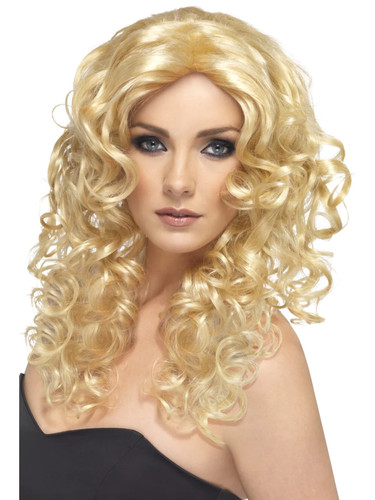 Long curly blonde wig - blonde,