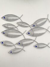 Vintage Metal Unique Fish Design Wall Mounted Hanging Art Decor Set Of 3