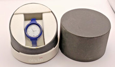 Vintage ANAII Pink Ladies Navy Blue Hinged Bangle Quartz Watch VGC/Working