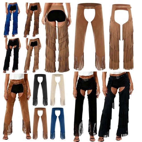 Womens faux suede tassel chaps - womens,