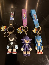 BUNDLE OF SONIC THE HEDGEHOG 3D RUBBER KEYCHAINS PURPLE, BLUE, BLACK