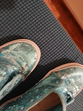 vans turquoise sequin shoe