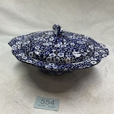 Royal Crownford Ironstone Calico blue vintage lidded tureen dish bowl Burleigh 