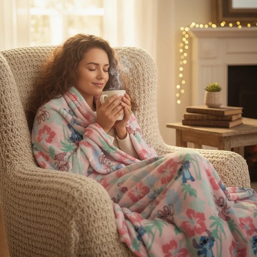 Disney stitch throw fleece bed - stitch,