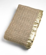 Diana Cowpe Natural Pure 100% Wool Cellular Blanket BROWN / Large Bed Throw 