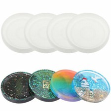 4PCS Round Coaster Silicone Resin Casting Mold Jewelry Making Mould Craft DIY