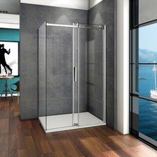 Frameless Sliding Shower Door Enclosure 6mm NANO Glass Side Panel Stone Tray