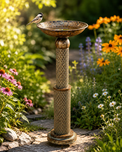 Metal outdoor bird bath - metal,