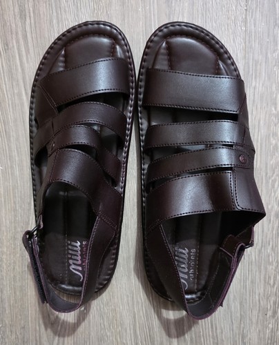 Men brown leather sandals - brown,