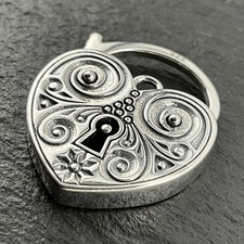 Sterling Silver Vintage Heart Padlock Clasp Charm