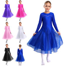 Kids Girls Ballroom Waltz Tango Chacha Modern Lyrical Dance Performance Dresses