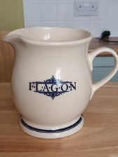 The 1869 Victorian Pottery Co Ceramic Flagon Blue Cream Wine /Sangria Jug/Pitche