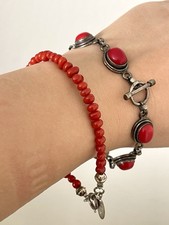 Running Bear Sterling Silver Red Coral Bracelet Native American & Unbranded Lot