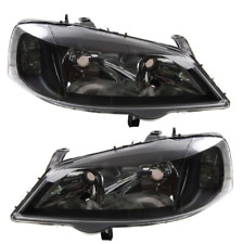 Vauxhall Astra G Mk4 1998-2004 Black Front Headlight Headlamp Pair Left & Right