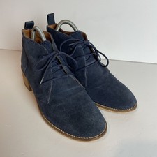 Seasalt Cornwall Womens Blue Suede Chukka Heeled Ankle Boots Size UK 5 EU 38
