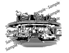 Mels Diner sticker American graffiti, 32 B, T-Bird, tri chevy bel air, hot rods