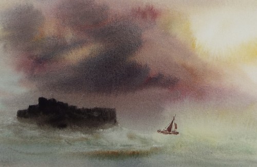 Original watercolour yacht - watercolour,, 'yacht