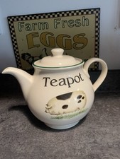 English Pottery Cream/Green Cloverleaf Pig & Sheep Farm Animals Teapot