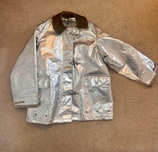 Vintage Fireman Aluminised Proximity Jacket Kings Point Aramid Silver Coat Med