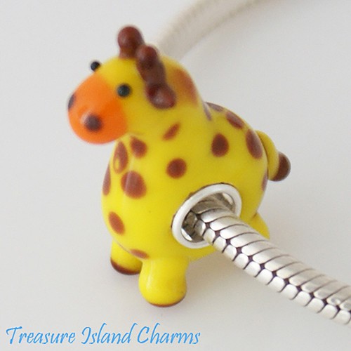 Yellow giraffe lampwork murano - lampwork,
