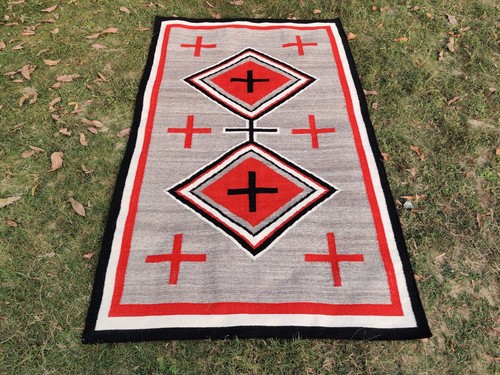 Handwoven wool navajo rug - wool,