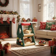Christmas Cat Scratcher Post Lounger Bed Cat Climbing Activity Centre W/ Toy UK