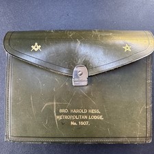 Vintage Masonic Leather Apron Pouch / Bag Metropolitan Lodge 1507 Freemasons