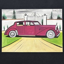 Bernard Buffet drawing on old paper signed stamped vintage