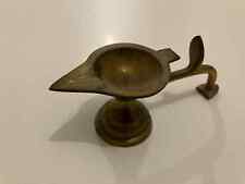 Rare Brass Metal Diya Aarti Hand Oil Lamp Burner Diwali Puja Antique or Vintage
