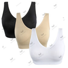 3-PACK Womens Ladies Sports Sleep Comfort Bras Full Cup Non-Wired Seamless Soft
