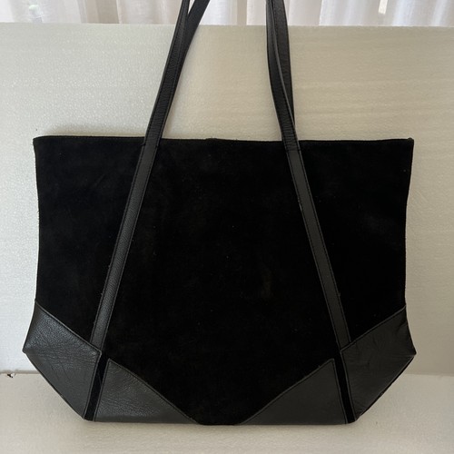 Suede and leather tote - bag, top