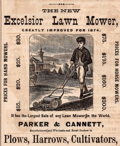 1875 excelsior lawn mower - lawn,