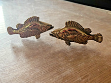 Pair of Solid Brass Vintage Fish Paperweights