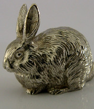 PRETTY ENGLISH STERLING SILVER BUNNY RABBIT ANIMAL FIGURE LONDON 2016