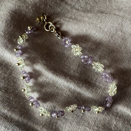 Purple clear flower beaded - purple,