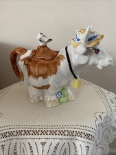Vintage Decorative Tea Pot China Farm Cow Bird 10 8 Pre Owned VGC Retro