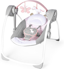 Comfort 2 Go Compact Portable 6-Speed Cushioned Baby Swing with Music, Folds Eas