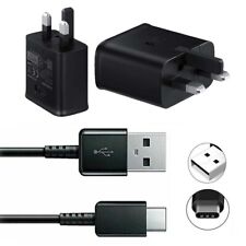 Genuine Samsung Charger 15W Fast Rapid UK Mains Plug USB C Cable In Black
