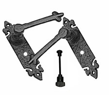 Gothic / Tudor Door Handles With Bathroom Turn & Release Black Cast Iron (AB351)