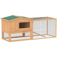 PawHut Outdoor Wooden Rabbit Hutch Enclosure Run House 2 Tier Large Coop Run Pet