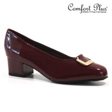 LADIES  COURT SHOES WIDE FIT COMFORT CLASSIC CASUAL FORMAL WORK MID HEELS SIZE