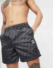 ✅—Puma Shiny Satin Gym Workout Shorts Dazzle Grey Gray Glanz Chav Scally Silky—✅
