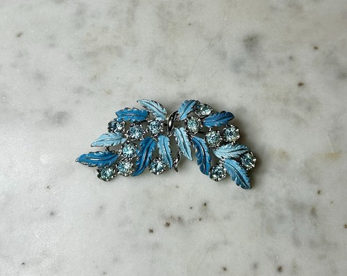 Vintage blue enamel leaf - blue,